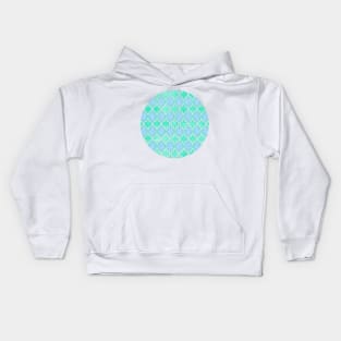 Moroccan Aqua Doodle pattern in mint green, blue & white Kids Hoodie